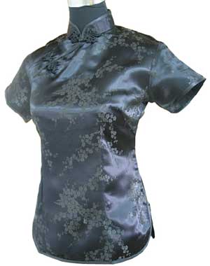 Black Satin Chinese top