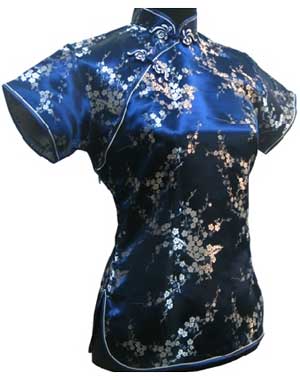 Blue Satin Chinese top