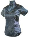 Black Satin Chinese Top