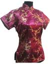 Burgundy Satin Chinese Top