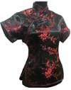 Red and Black Satin Chinese Top